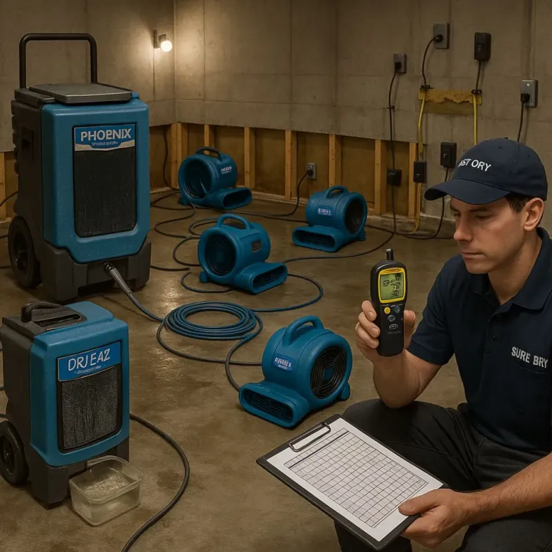Structural Drying and Dehumidification process in Greenbush, ME